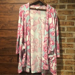 NWT Lularoe Caroline flamingo cardigan XS (#863-9)